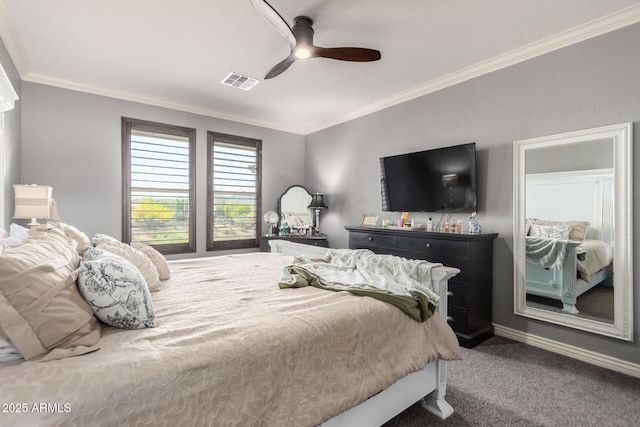 2425 W Bronco Butte Trl Unit 2028, Phoenix, AZ 85085 - carpeted bedroom featuring crown molding, baseboards, and ceiling fan