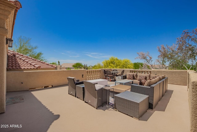 view of patio / terrace featuring an outdoor living space