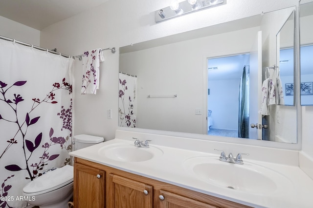 941 E Desert Moon Trl, San Tan Valley, AZ 85143 - bathroom featuring double vanity and curtained shower