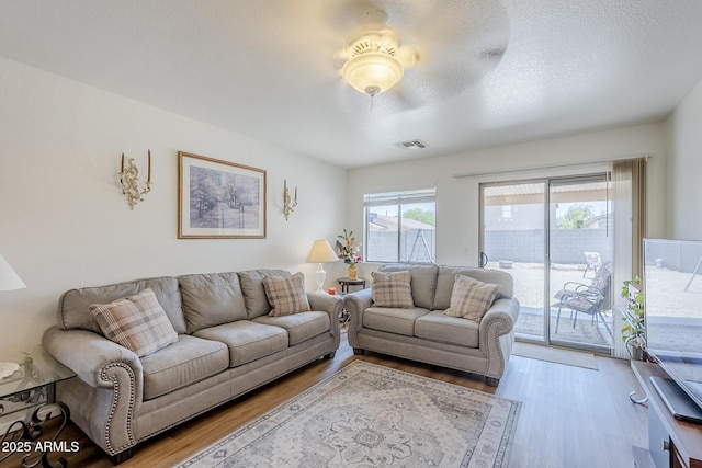 941 E Desert Moon Trl, San Tan Valley, AZ 85143 - living area with wood finished floors and a textured ceiling