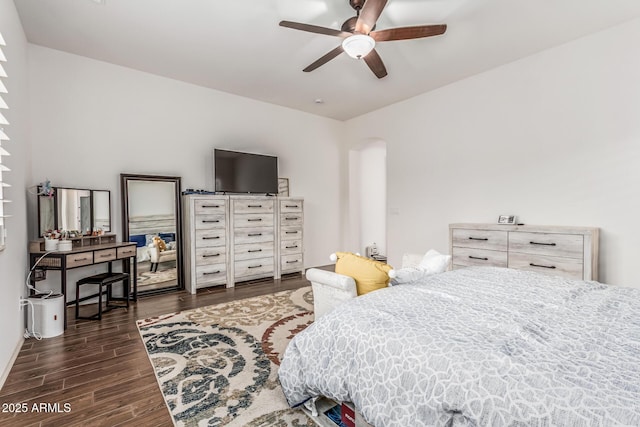 19571 E Strawberry Dr, Queen Creek, AZ 85142 - bedroom with arched walkways and wood finished floors