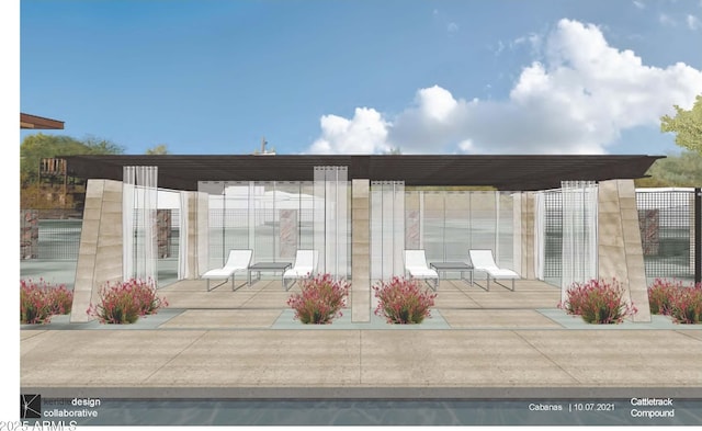 exterior space with a pergola