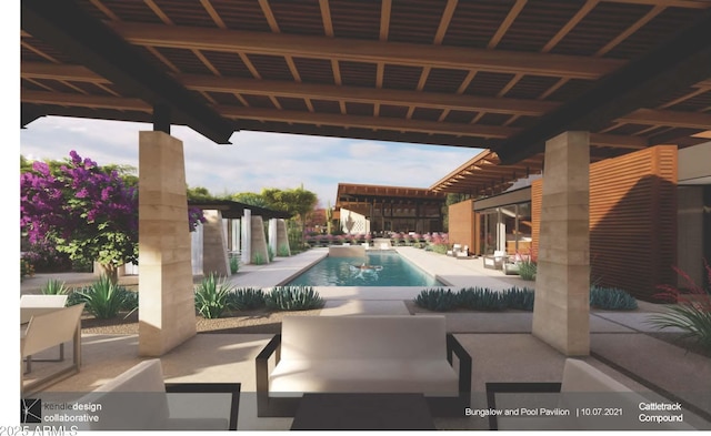 outdoor pool with a patio