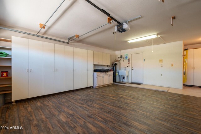 garage featuring sink and a garage door opener