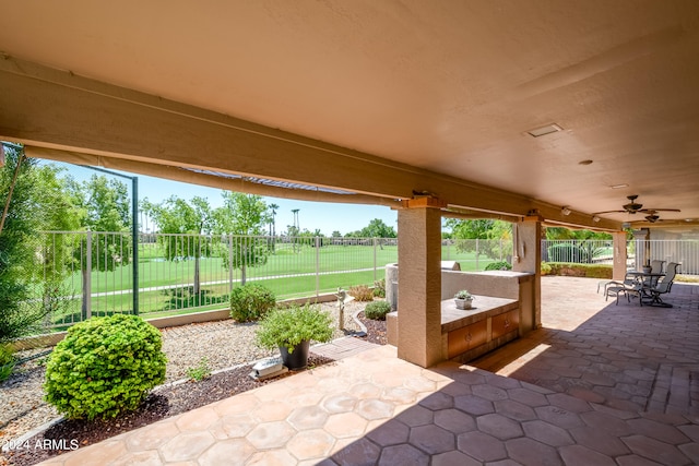 view of patio / terrace with ceiling fan