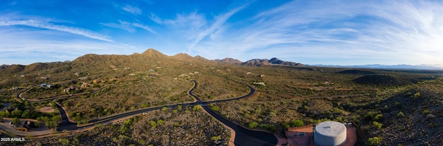 bird's eye view with a mountain view