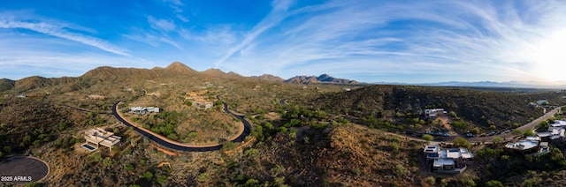 aerial view with a mountain view