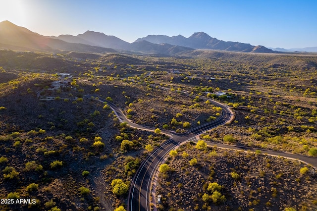 birds eye view of property featuring a mountain view