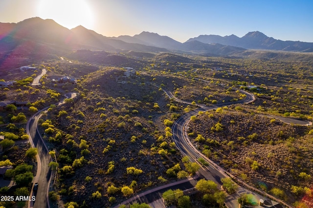 drone / aerial view with a mountain view