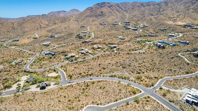 aerial view with a desert view and a mountain view