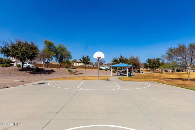 view of basketball court featuring community basketball court and a gazebo