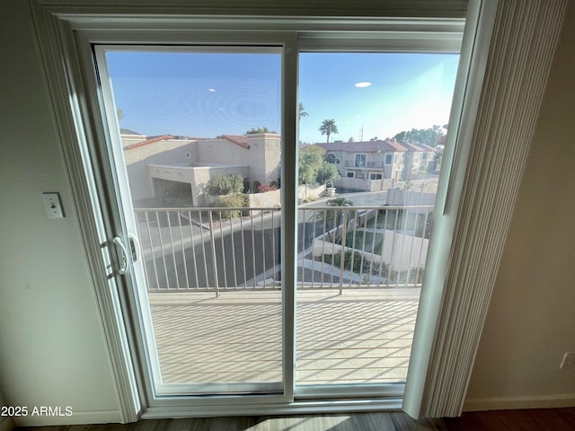 doorway with a residential view