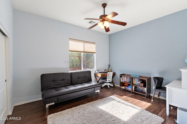26036 N 85th Dr, Peoria, AZ 85383 - sitting room with wood finished floors, baseboards, and a ceiling fan