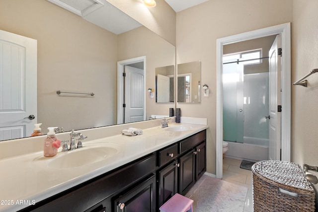 26036 N 85th Dr, Peoria, AZ 85383 - full bathroom with double vanity, toilet, washtub / shower combination, and tile patterned floors