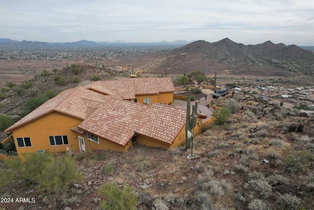 aerial view with a mountain view