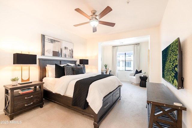 2511 W Queen Creek Rd Unit 325, Chandler, AZ 85248 - bedroom with light carpet and ceiling fan