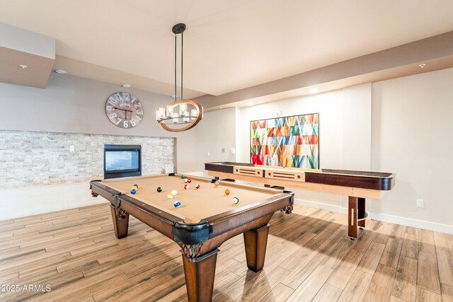 2511 W Queen Creek Rd Unit 325, Chandler, AZ 85248 - rec room with light wood-style flooring, billiards, and recessed lighting