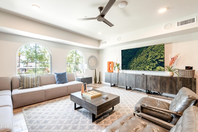 2511 W Queen Creek Rd Unit 325, Chandler, AZ 85248 - living room featuring ceiling fan and recessed lighting