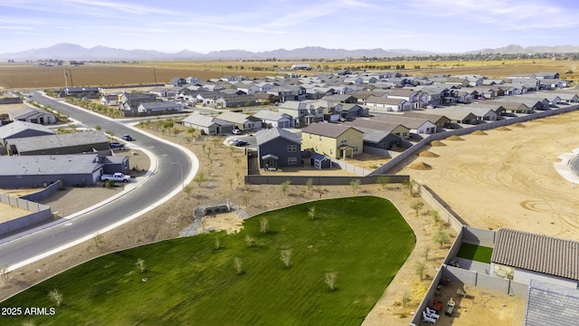 drone / aerial view featuring a mountain view