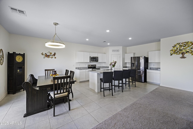 view of tiled dining room