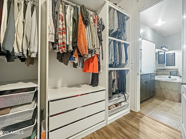 spacious closet featuring light wood finished floors