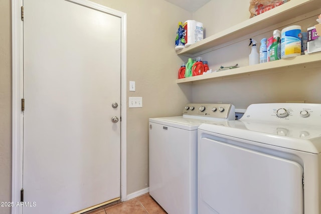 6102 W Shangri La Rd, Glendale, AZ 85304 - clothes washing area with light tile patterned floors, laundry area, and washing machine and dryer