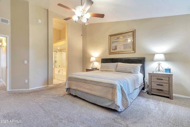 6102 W Shangri La Rd, Glendale, AZ 85304 - bedroom with baseboards, visible vents, carpet, and ensuite bath