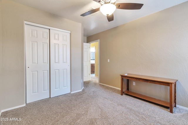 6102 W Shangri La Rd, Glendale, AZ 85304 - unfurnished bedroom with a ceiling fan, baseboards, carpet, and a closet