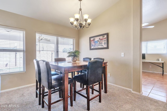6102 W Shangri La Rd, Glendale, AZ 85304 - dining area featuring light carpet, a notable chandelier, and a wealth of natural light