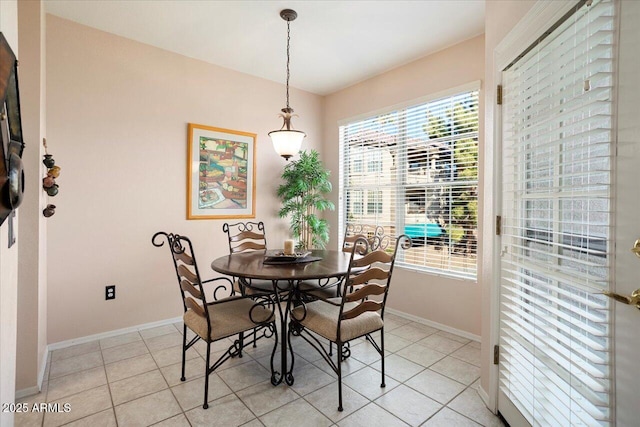 dining room with light tile patterned floors