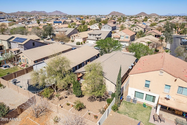 aerial view with a residential view and a mountain view