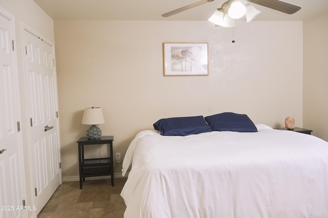 bedroom featuring ceiling fan