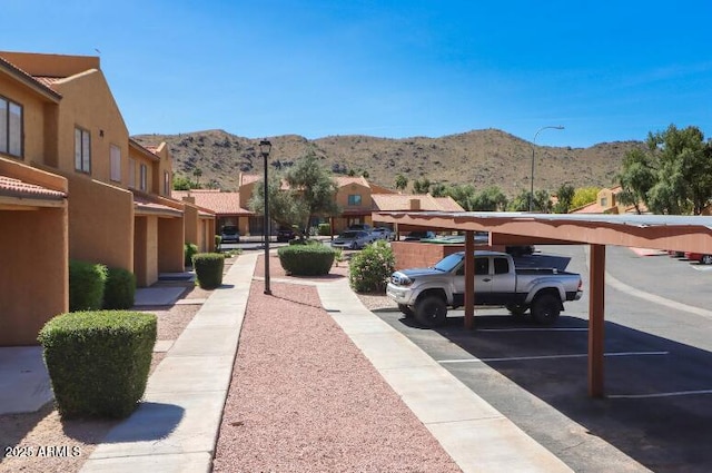 exterior space featuring a mountain view