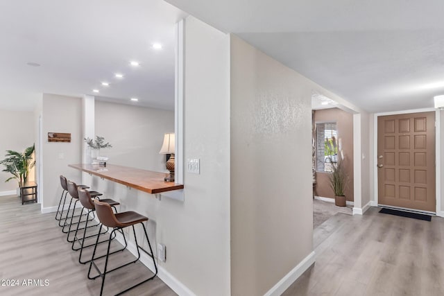 entrance foyer with light hardwood / wood-style flooring