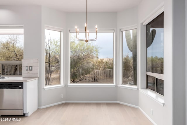 interior space with a notable chandelier