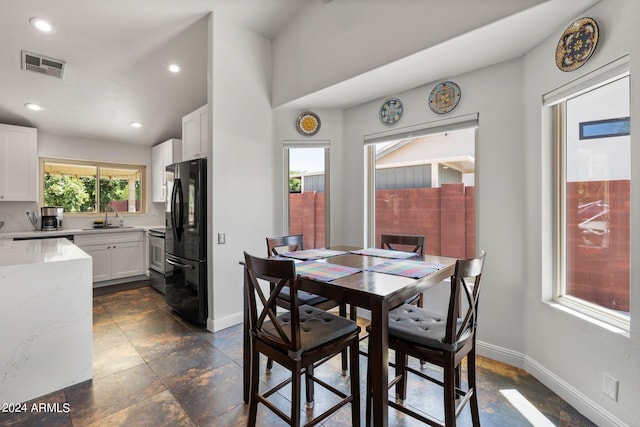 dining area featuring sink