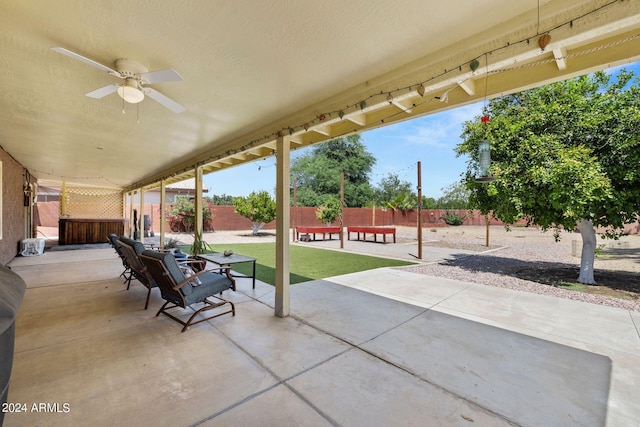 view of patio with ceiling fan