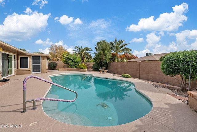 view of pool featuring a patio area