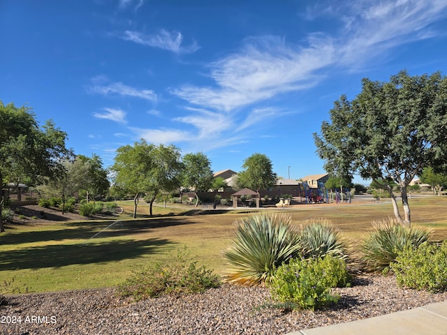 view of community featuring a lawn