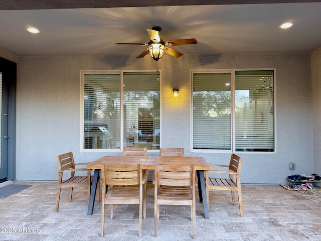 view of patio / terrace with ceiling fan