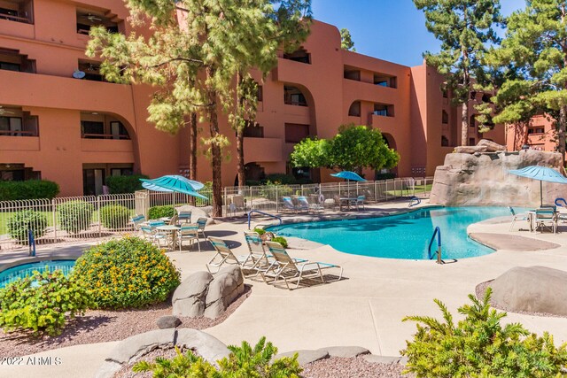 view of pool with a patio area