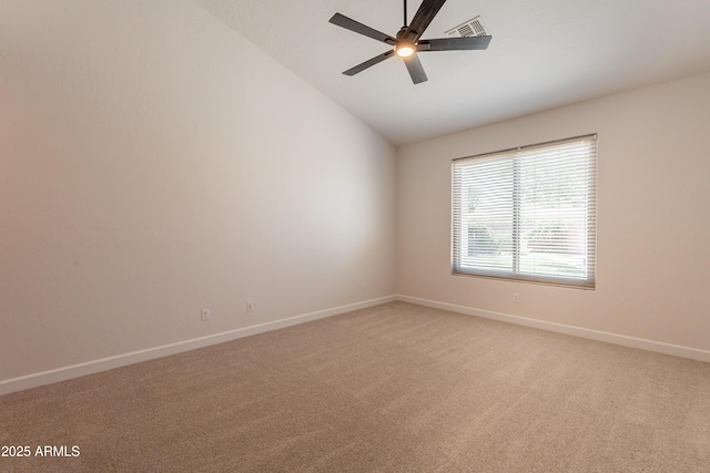 14771 W Columbus Ave, Goodyear, AZ 85395 - unfurnished room with lofted ceiling, light colored carpet, baseboards, and ceiling fan