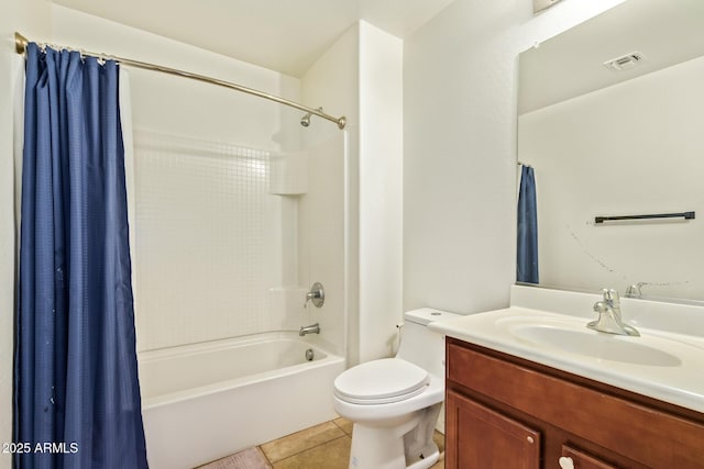 25218 W Carson Ct, Buckeye, AZ 85326 - bathroom with tile patterned floors, shower / bath combo, vanity, and toilet