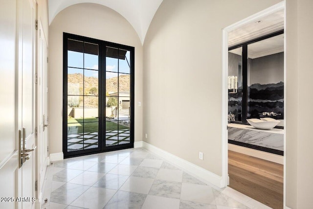 entrance foyer with light tile patterned flooring