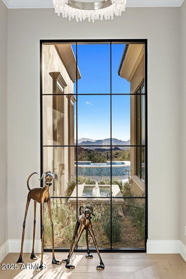 room details with a mountain view