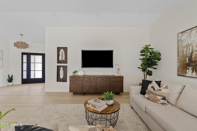 living area featuring light wood-style floors