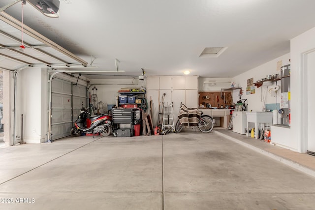 garage with a garage door opener