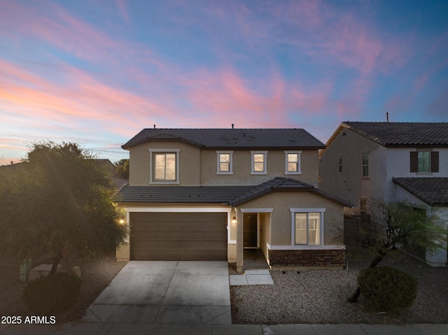 view of property featuring a garage