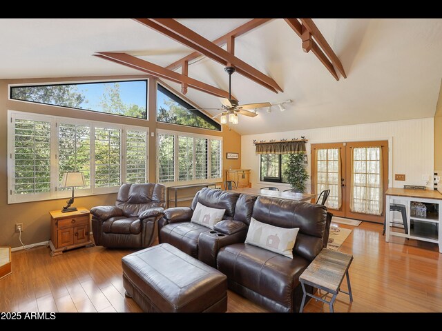 6869 W Ute Trl, Pine, AZ 85544 - living area with light wood-type flooring and a ceiling fan
