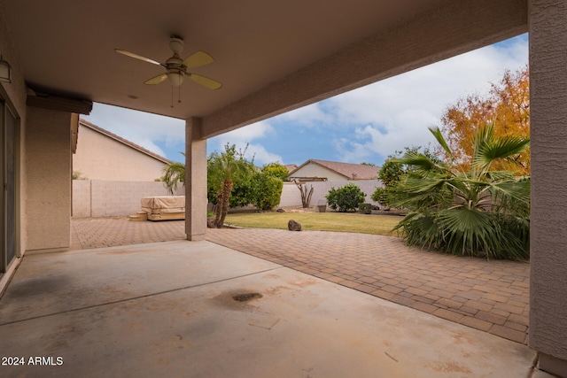 view of patio / terrace with ceiling fan